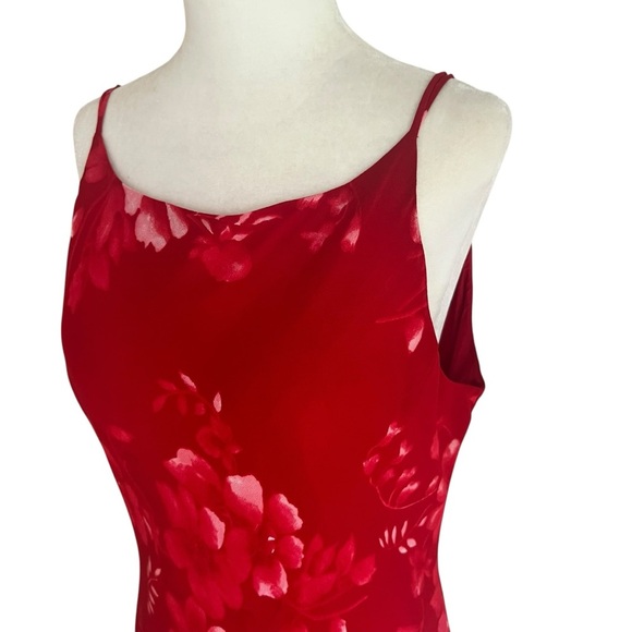 Jones New York Red Floral Slip Dress Size 14 – Viscose Vintage Made in HK - Picture 4 of 10